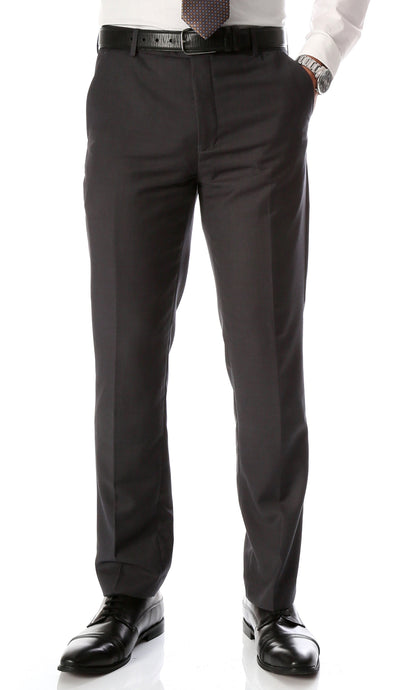 Ferrecci Men's Halo Charcoal Slim Fit Flat-Front Dress Pants - Ferrecci USA 