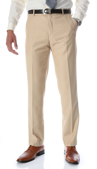 Ferrecci Men's Halo Tan Slim Fit Flat-Front Dress Pants - Ferrecci USA 