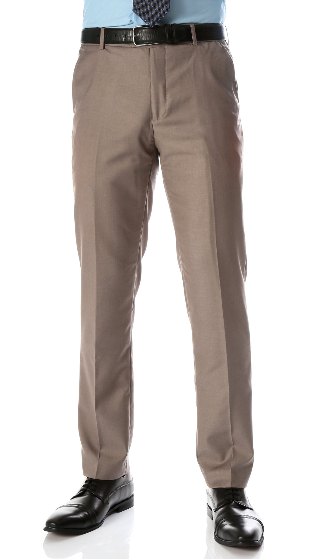 Ferrecci Men's Halo Taupe Slim Fit Flat-Front Dress Pants - Ferrecci USA 