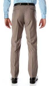 Ferrecci Men's Halo Taupe Slim Fit Flat-Front Dress Pants - Ferrecci USA 