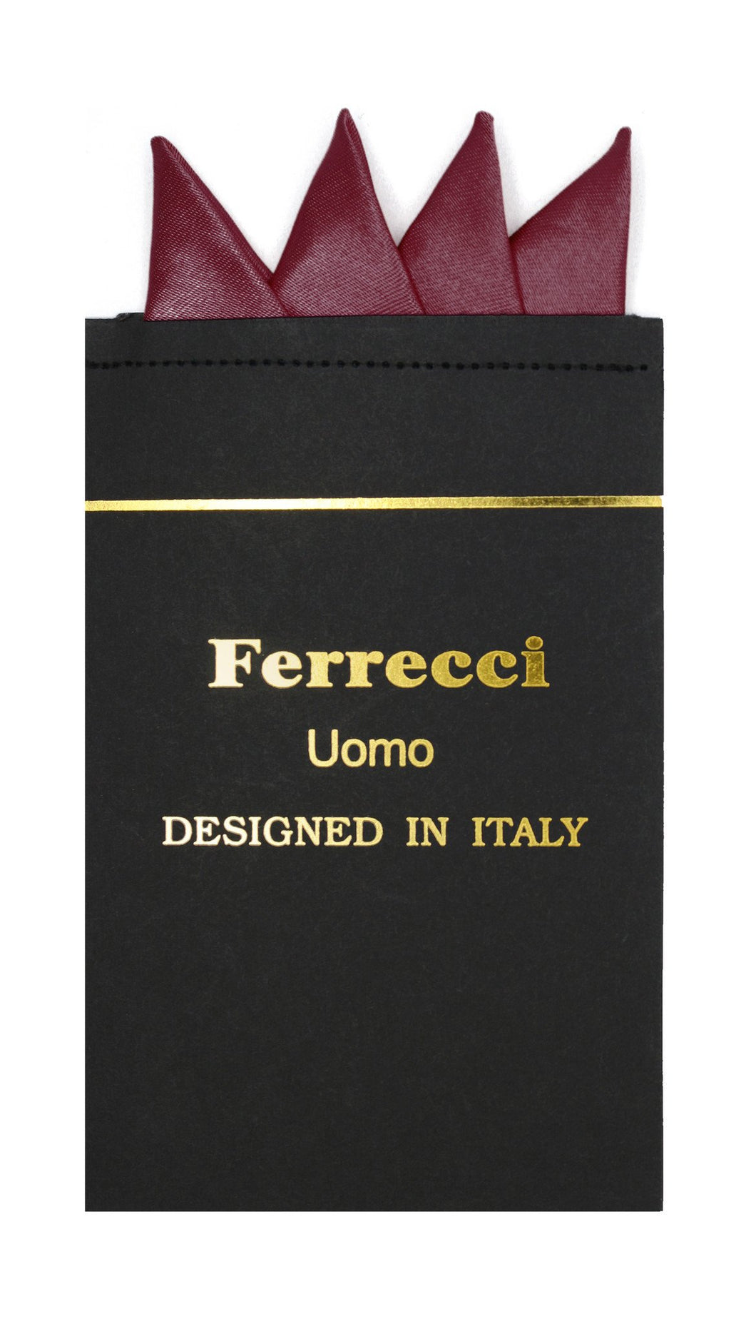 Pre-Folded Microfiber Burgundy Handkerchief Pocket Square - Ferrecci USA 