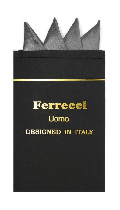 Pre-Folded Microfiber Charcoal Handkerchief Pocket Square - Ferrecci USA 