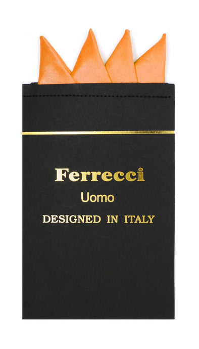 Pre-Folded Microfiber Orange Handkerchief Pocket Square - Ferrecci USA 