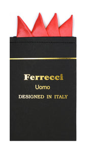 Pre-Folded Microfiber Red Handkerchief Pocket Square - Ferrecci USA 