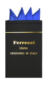 Pre-Folded Microfiber Royal Blue Handkerchief Pocket Square - Ferrecci USA 