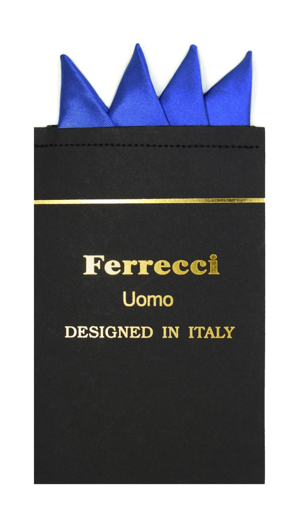 Pre-Folded Microfiber Royal Blue Handkerchief Pocket Square - Ferrecci USA 