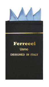 Pre-Folded Microfiber Sky Blue Handkerchief Pocket Square - Ferrecci USA 