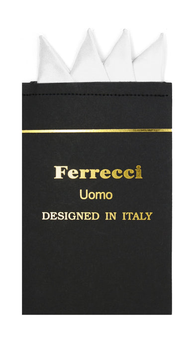 Pre-Folded Microfiber White Handkerchief Pocket Square - Ferrecci USA 