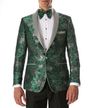 Load image into Gallery viewer, Men&#39;s Hugo Green Floral Modern Fit Shawl Collar Tuxedo Blazer - Ferrecci USA 
