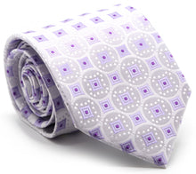 Load image into Gallery viewer, Mens Dads Classic Purple Geometric Pattern Business Casual Necktie &amp; Hanky Set I-9 - Ferrecci USA 
