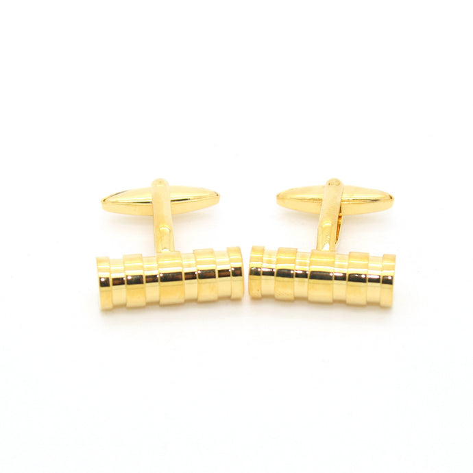 Goldtone Brass Ridgid Cylinder Cuff Links With Jewelry Box - Ferrecci USA 