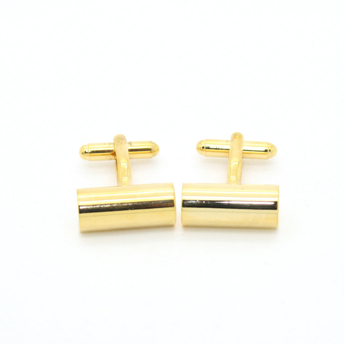 Goldtone Brass Cylinder Cuff Links With Jewelry Box - Ferrecci USA 