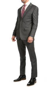 Mason Heather Grey Men's Premium 2 Piece Wool Slim Fit Suit - Ferrecci USA 
