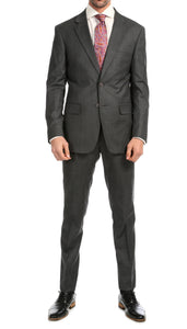 Mason Heather Grey Men's Premium 2 Piece Wool Slim Fit Suit - Ferrecci USA 