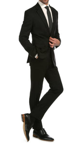 Mason Black Men's Premium 2 Piece Wool Slim Fit Suit - Ferrecci USA 