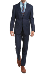 Mason Navy Men's Premium 2pc Premium Wool Slim Fit Suit - Ferrecci USA 