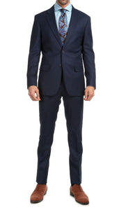 Mason Navy Men's Premium 2pc Premium Wool Slim Fit Suit - Ferrecci USA 