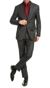 Mason Charcoal Men's Premium 2 Piece Wool Slim Fit Suit - Ferrecci USA 