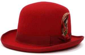 Premium Wool Derby Hat - Red - Ferrecci USA 