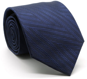 Mens Dads Classic Navy Geometric Pattern Business Casual Necktie & Hanky Set IO-1 - Ferrecci USA 