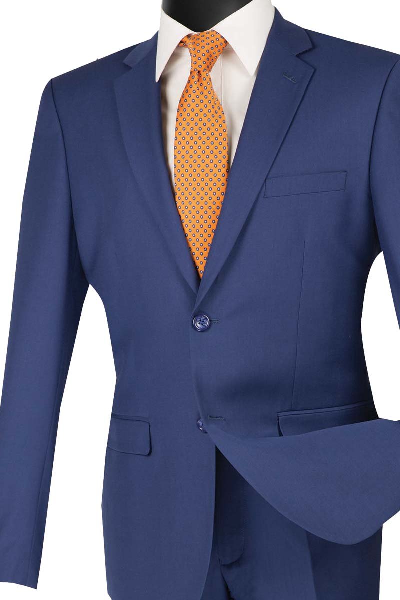 Men's Ultra Slim Fit suit 2 Piece-color indigo