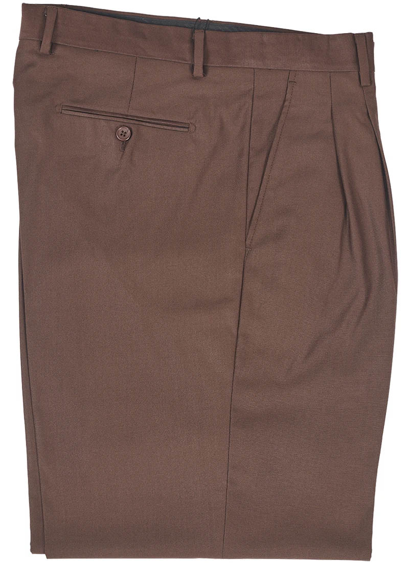 Inserch Men's Wide Fit Pants W/Pleats color Brown