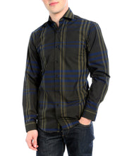 Load image into Gallery viewer, Olive Striped Slim Fit Casual Shirt - Jasper - Ferrecci USA 
