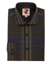 Load image into Gallery viewer, Olive Striped Slim Fit Casual Shirt - Jasper - Ferrecci USA 
