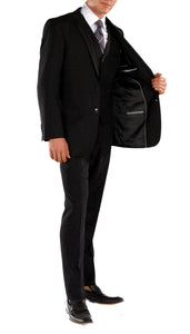 JAX Black Slim Fit 3 Piece Suit - Ferrecci USA 