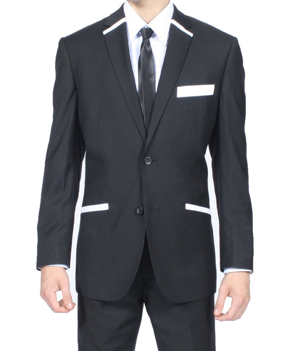 The JerseyBoy Black White Slim Fit Mens Blazer - Ferrecci USA 