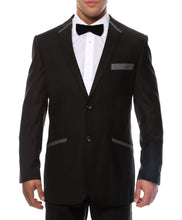 Load image into Gallery viewer, The JerseyBoy Black Grey Slim Fit Mens Blazer - Ferrecci USA 
