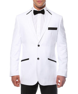 The JerseyBoy White Black Slim Fit Mens Blazer - Ferrecci USA 