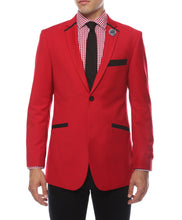 Load image into Gallery viewer, The JerseyBoy Red Black Slim Fit Mens Blazer - Ferrecci USA 
