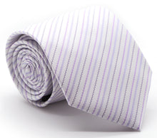 Load image into Gallery viewer, Mens Dads Classic Purple Striped Pattern Business Casual Necktie &amp; Hanky Set JO-6 - Ferrecci USA 
