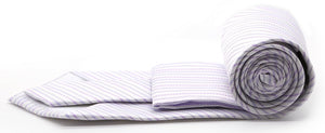 Mens Dads Classic Purple Striped Pattern Business Casual Necktie & Hanky Set JO-6 - Ferrecci USA 