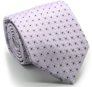 Mens Dads Classic Purple Geometric Pattern Business Casual Necktie & Hanky Set K-1 - Ferrecci USA 