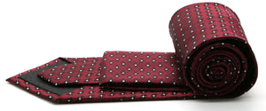 Mens Dads Classic Red Geometric Pattern Business Casual Necktie & Hanky Set K-6 - Ferrecci USA 