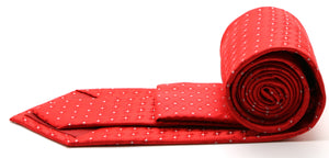 Mens Dads Classic Red Geometric Pattern Business Casual Necktie & Hanky Set K-8 - Ferrecci USA 