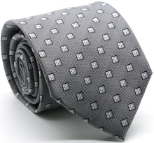 Load image into Gallery viewer, Mens Dads Classic Grey Geometric Pattern Business Casual Necktie &amp; Hanky Set KO-3 - Ferrecci USA 
