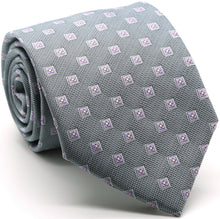 Load image into Gallery viewer, Mens Dads Classic Grey Geometric Pattern Business Casual Necktie &amp; Hanky Set KO-5 - Ferrecci USA 
