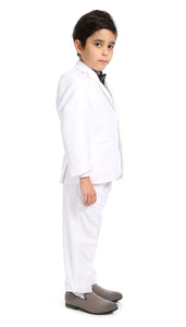 Boys KTUX Modern Fit Notch Lapel 3 Piece White Tuxedo Set - Ferrecci USA 