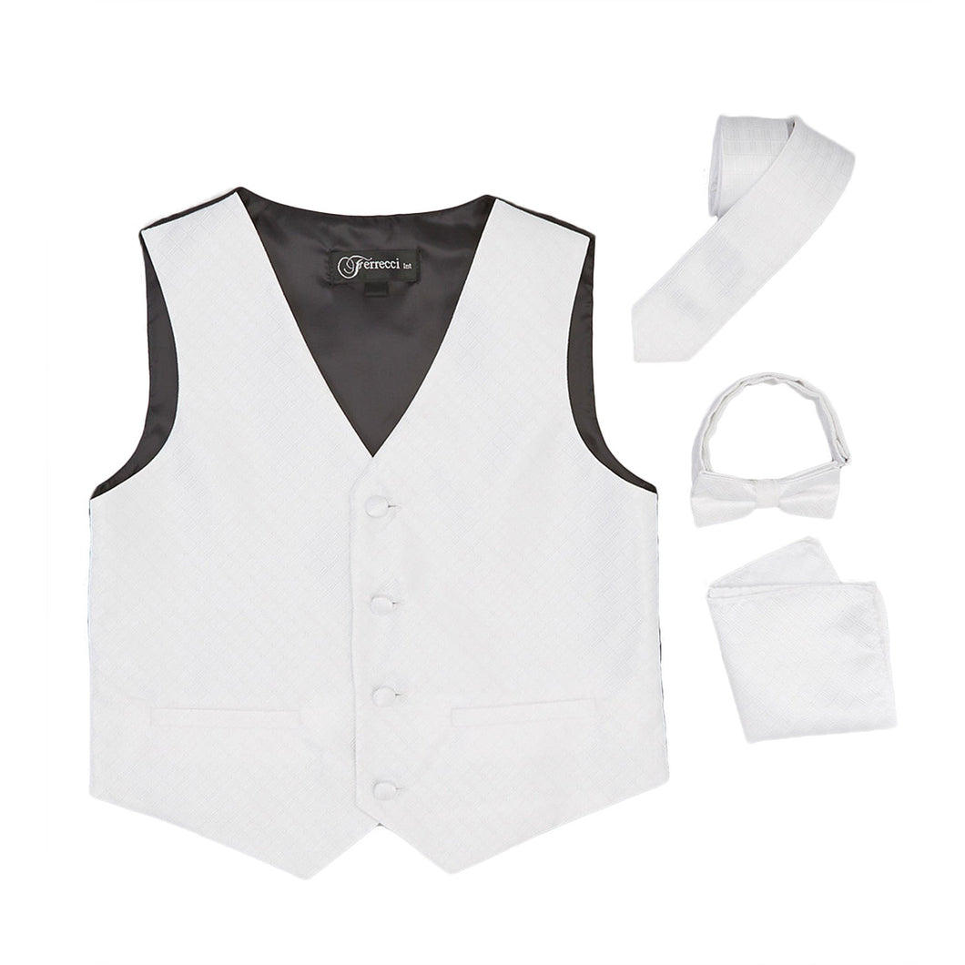Premium Boys Off White Diamond Vest 300 Set - Ferrecci USA 