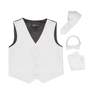 Premium Boys White Diamond Vest 300 Set - Ferrecci USA 