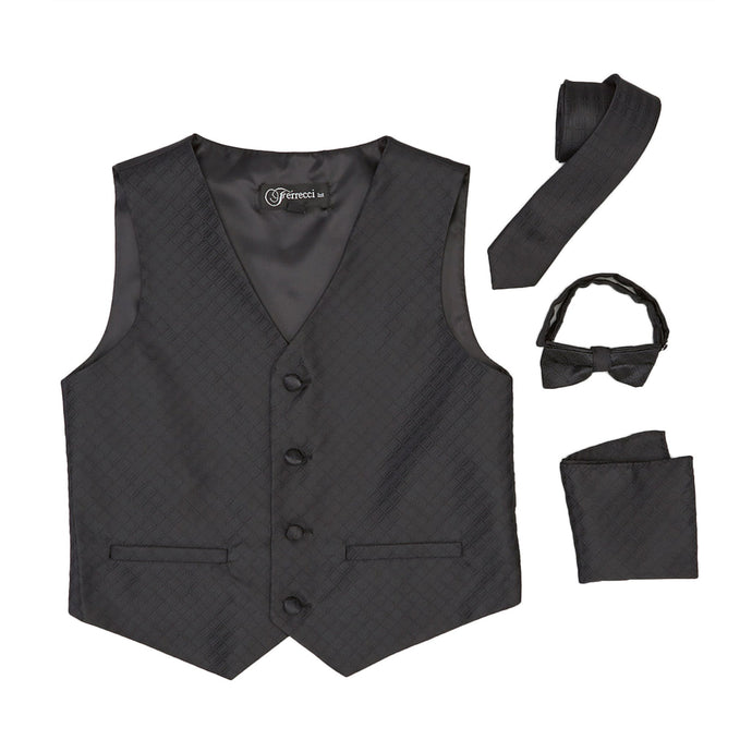 Premium Boys Black Diamond Vest 300 Set - Ferrecci USA 