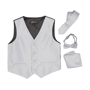 Premium Boys Silver Diamond Vest 300 Set - Ferrecci USA 