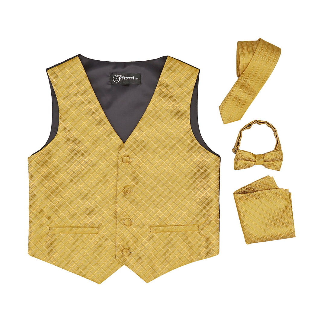 Premium Boys Gold Diamond Vest 300 Set - Ferrecci USA 