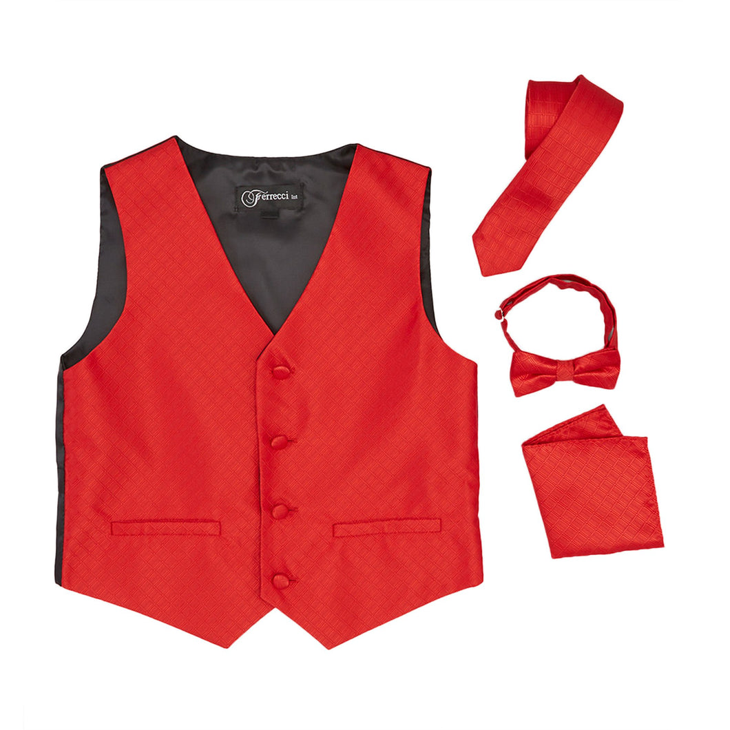 Premium Boys Red Diamond Vest 300 Set - Ferrecci USA 
