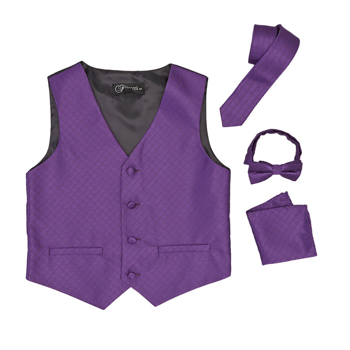Premium Boys Purple Diamond Vest 300 Set - Ferrecci USA 