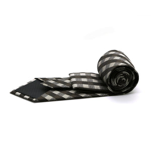 Mens Dads Classic Brown Stripe Pattern Business Casual Necktie & Hanky Set L-4 - Ferrecci USA 