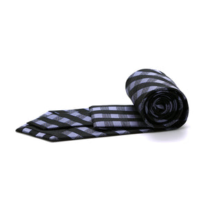 Mens Dads Classic Navy Stripe Pattern Business Casual Necktie & Hanky Set L-6 - Ferrecci USA 